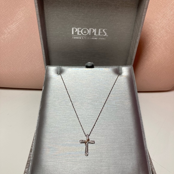 Diamond Accent Wrap Cross Pendent In 10k Two-Tone Gold - Picture 4 of 6